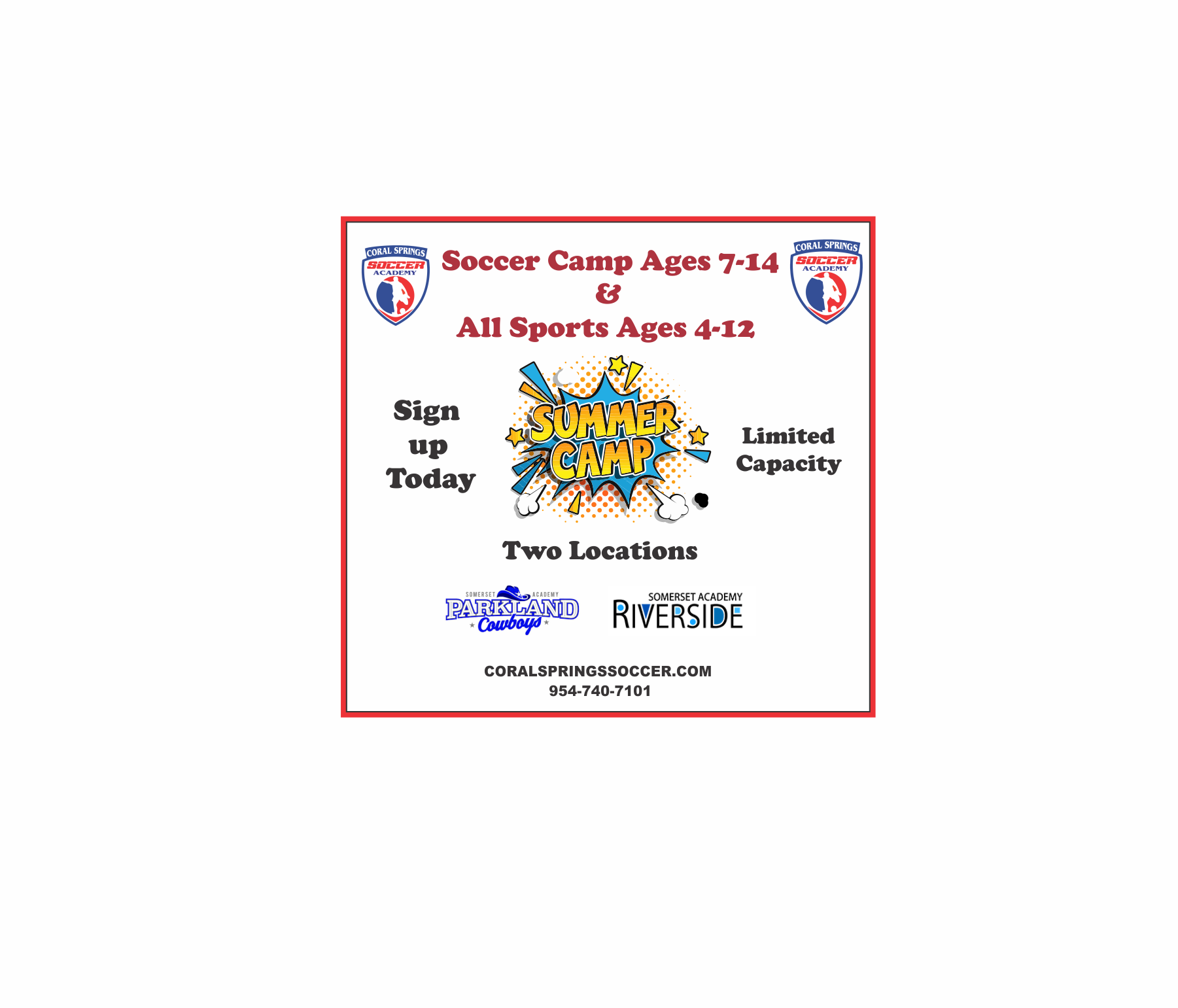 Summer camps 2022 Coral Springs Soccer Academy