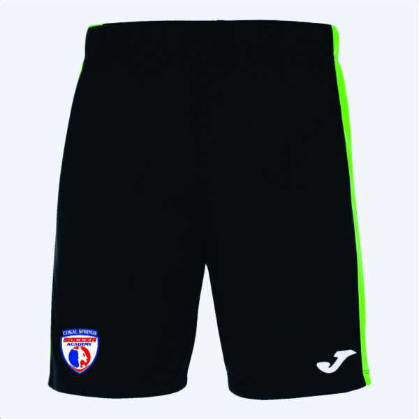 Coral Springs Academy Away Short . Black/ Neon Green